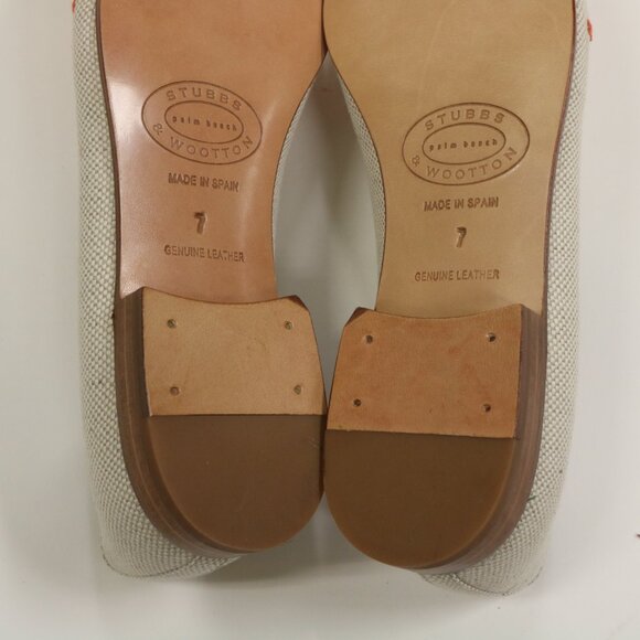 Stubbs & Wootton women's size 7 flax and orange loafers - Picture 8 of 14
